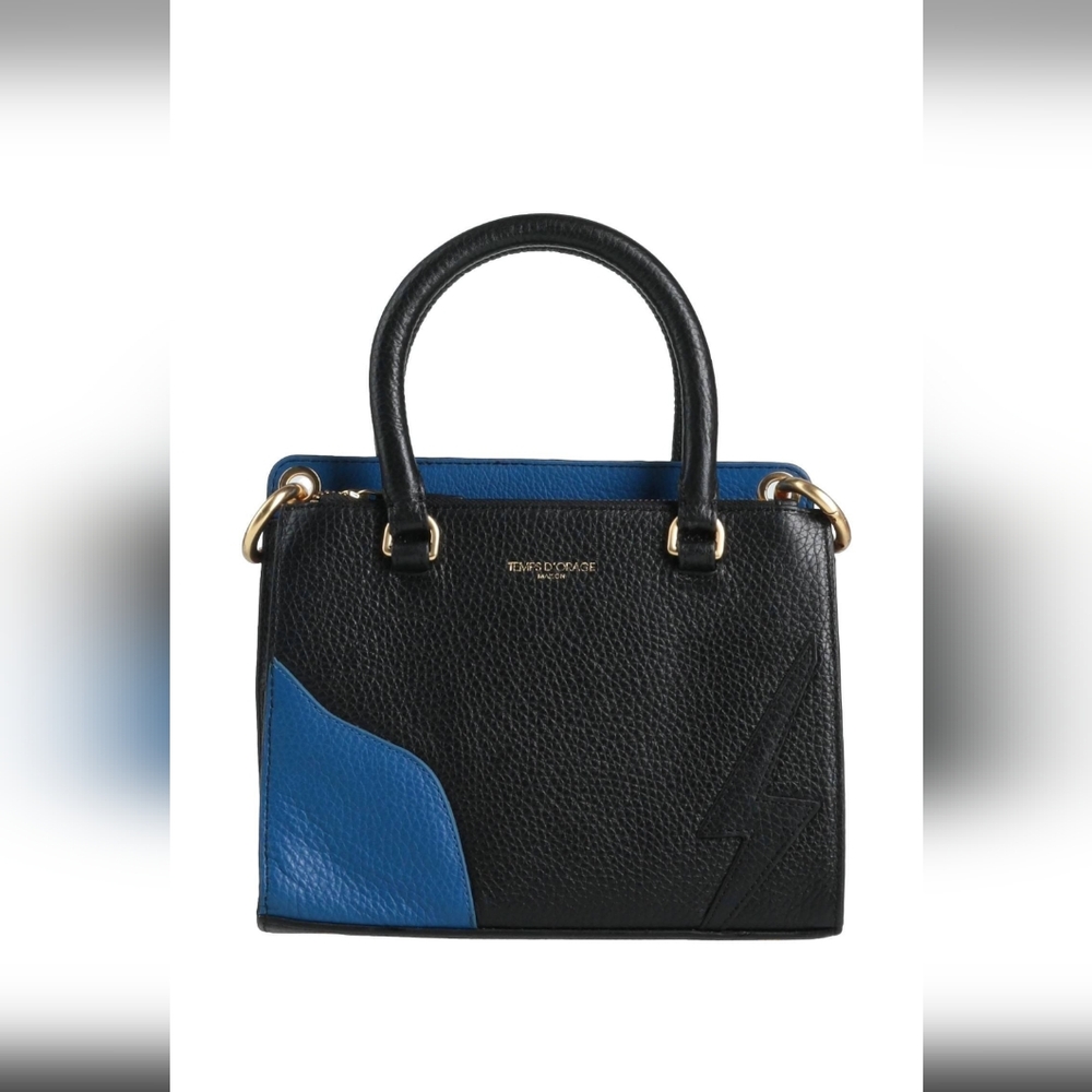 Temps D'Orage Maison Black and Blue Structured Leather Purse